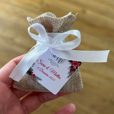 Bomboniera – sacchetto di confetti in juta bianco o canapa