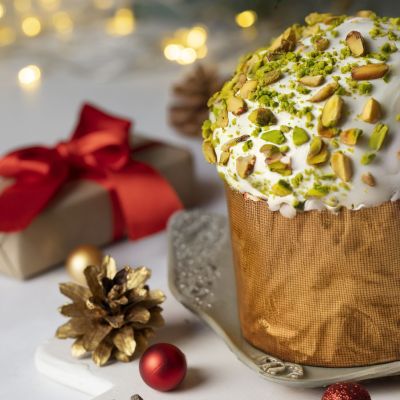Panettone solidale pistacchio e cioccolato bianco